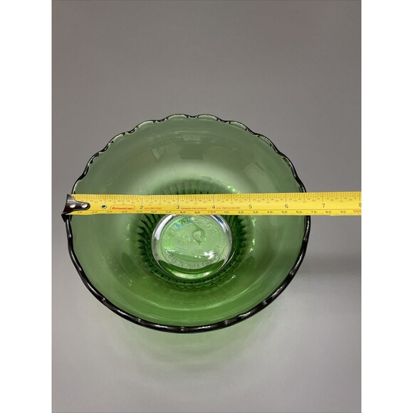 Green Glass Dish Bowl Vintage 50's E.O. Brody CO. M2000 Cleveland Ohio Scalloped - Picture 3 of 8